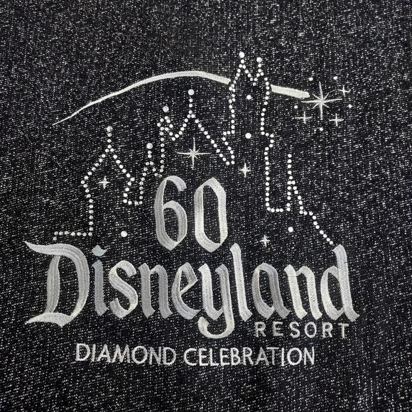 Disney Parks Disneyland 60 Diamond Anniversary Rhinestone Blk hoodie sweatshirt - Picture 2 of 8